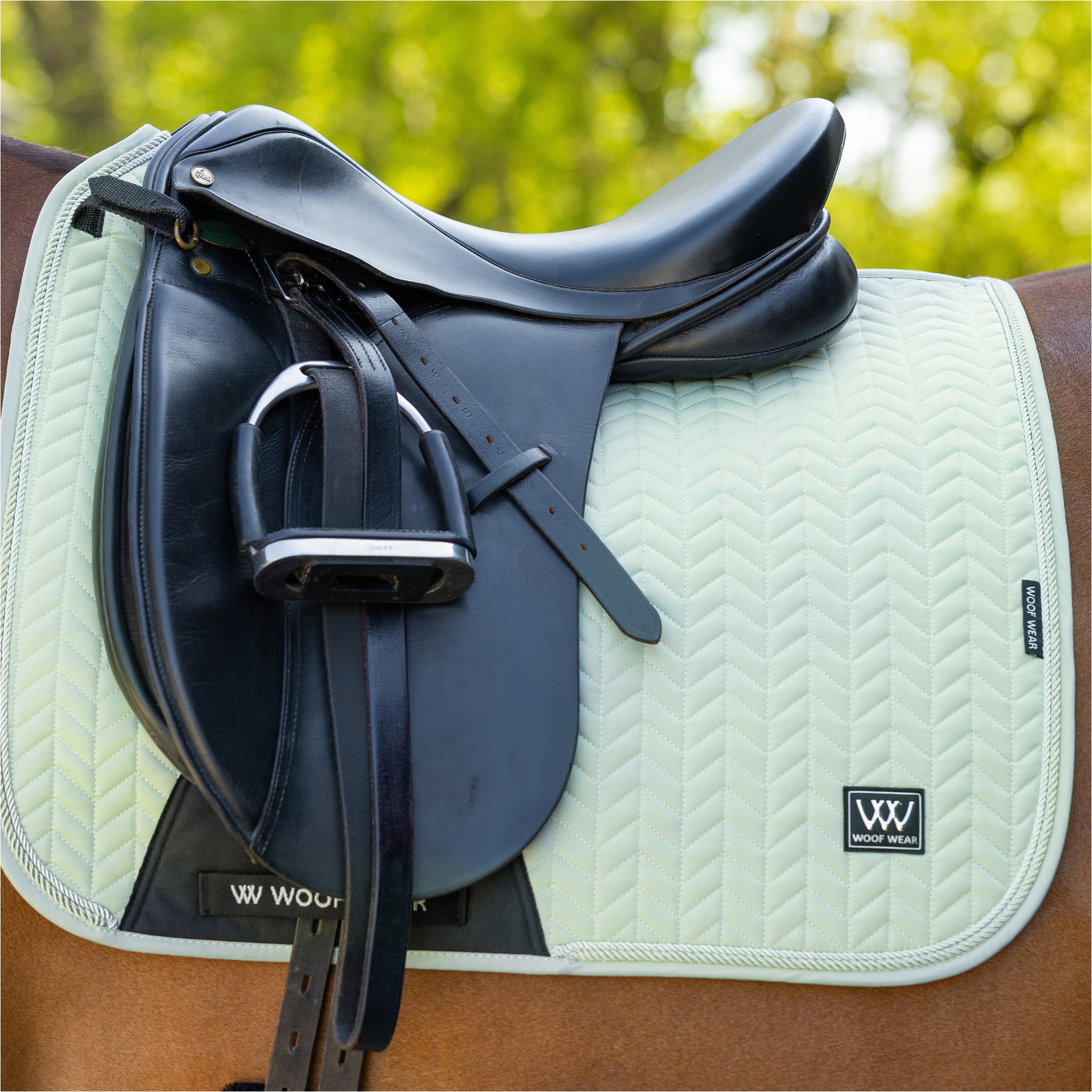 2025 Woof Wear Herringbone Dressage Tapis De Selle WS0043-SAGE - Sage Green